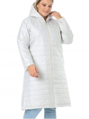Women's white long light buffer jacket