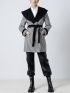 FIBES Γυναικείο ασπρόμαυρο παλτό pied de poule 01-5346-BLACK