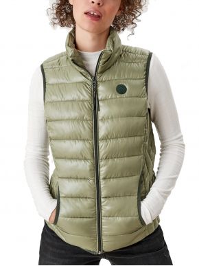 More about S.OLIVER Women's sleeveless olive warm waist jacket. 2109524-7815.
