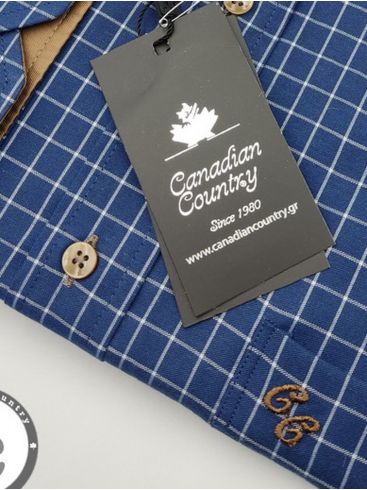 CANADIAN COUNTRY Ανδρικό μπλέ καρό μακρυμάνικο πουκάμισο