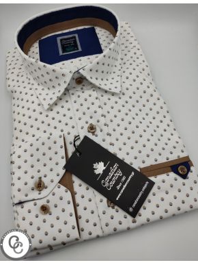 CANADIAN COUNTRY Ανδρικό λευκό πουά μακρυμάνικο πουκάμισο