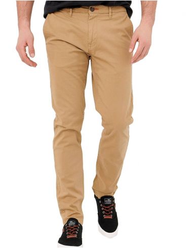 FUNKY BUDDHA Mens chino straight camel trousers, regular fit