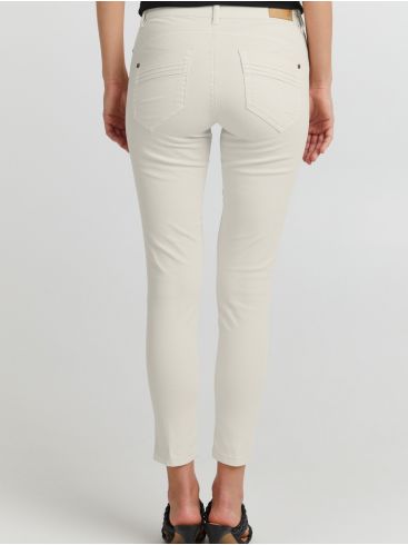 FRANSA Women's off-white low-waist fabric pants 20610422-130905