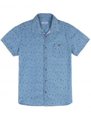 LOSAN Ανδρικό μπλέ κοντομάνικο πουκάμισο 211-3014AL