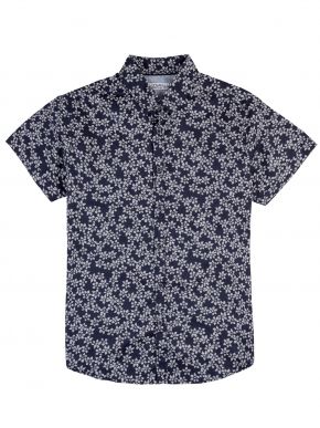 LOSAN Men's blue-white short sleeve shirt 211-3020AL