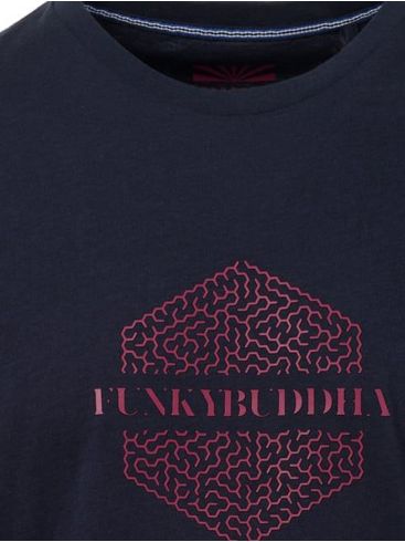 FUNKY BUDDHA Ανδρικό μπλέ navy T-Shirt FBM005-368-04 NAVY