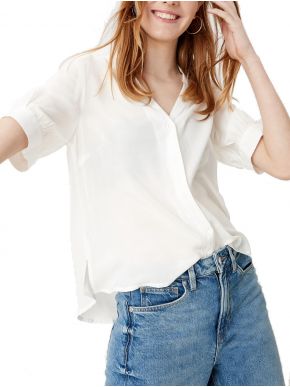 S.OLIVER Γυναικείο εκρού κοντομάνικη πουκάμισο 2111801-0200