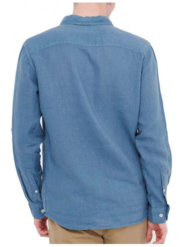 FUNKY BUDDHA Ανδρικό χακί λινό πουκάμισο FBM005-016-05 KHAKI.
