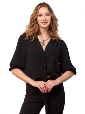 ANNA RAXEVSKY Women's black crop top shirt Z21110 BLACK