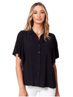 ANNA RAXEVSKY Γυναικείο μαύρο πουκάμισο με γιακά Z21107 BLACK