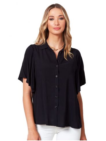 ANNA RAXEVSKY Γυναικείο crop top μαύρο πουκάμισο Z21110 BLACK