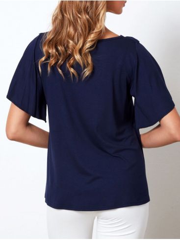 ANNA RAXEVSKY Γυναικεία εμπριμέ μουσελίνα μπλούζα με lurex B21136