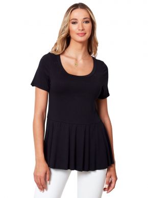 ANNA RAXEVSKY Women's black short sleeve blouse B21118 BLACK