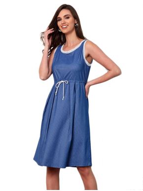 More about ANNA RAXEVSKY Women's blue sleeveless jeans elastic polka dot dress DF21101