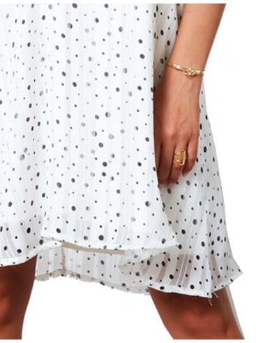 ANNA RAXEVSKY Γυναικεία μπλέ αμάνικο τζιν ελαστικό πουά φόρεμα DF21101