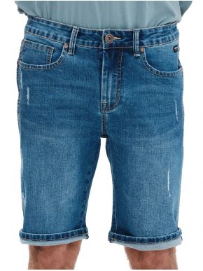 BASEHIT Men's blue jeans elastic shorts 221.BM45.198 BLUE