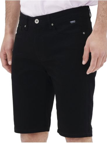 BASEHIT Men's black jeans elastic shorts 221.BM45.298 BLACK