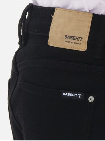 BASEHIT Men's black jeans elastic shorts 221.BM45.298 BLACK