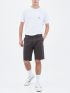 BASEHIT Men's elastic tsinos shorts 221.BM46.92 D FOREST