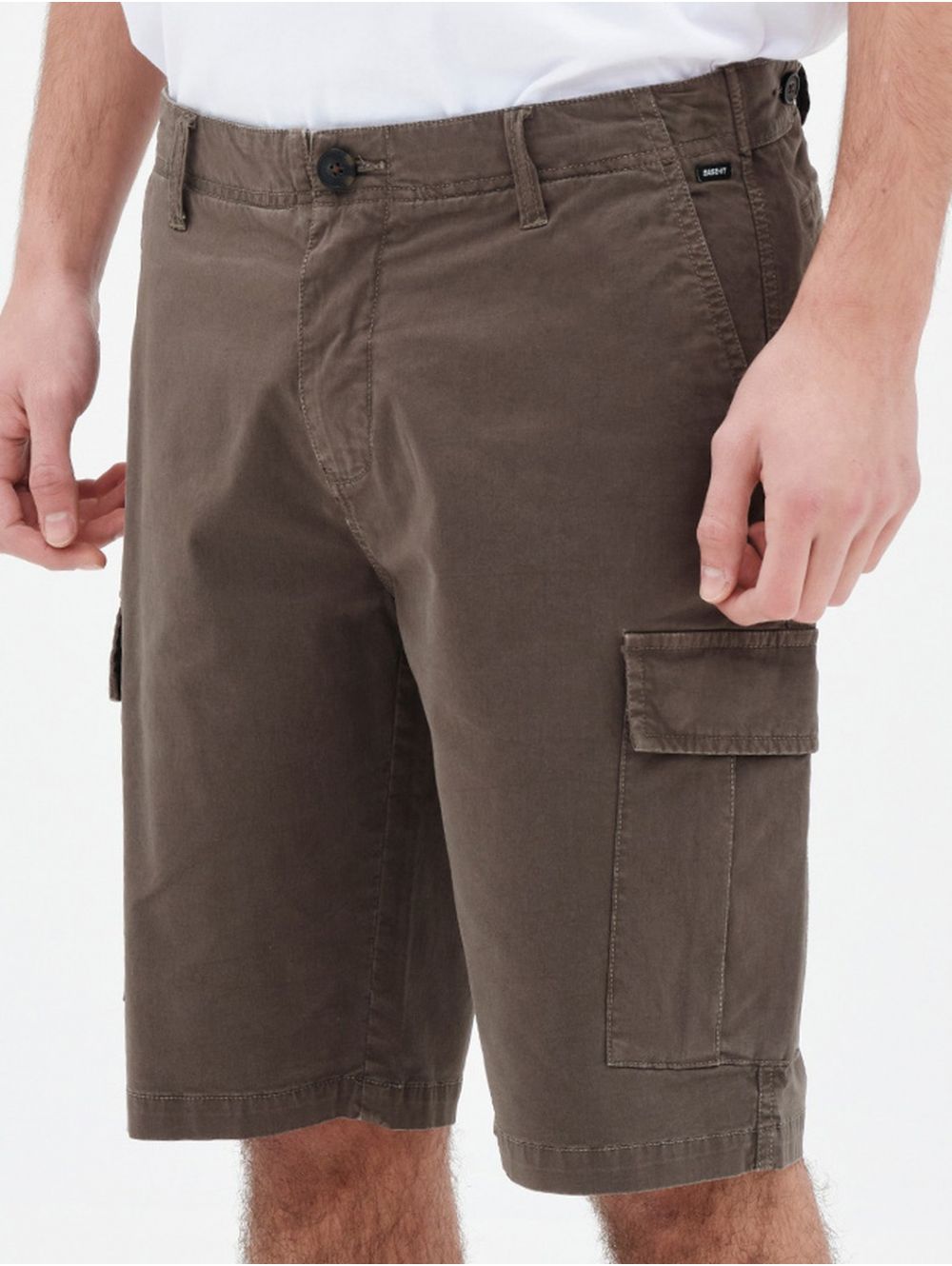 BASEHIT Men's olive elastic cargo shorts  OLIVE B -  