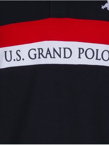 US GRAND POLO Ανδρικό μπλέ κοντομάνικο πικέ πόλο μπλουζάκι. UST 120 Jeans.