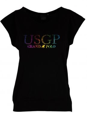 US GRAND POLO Γυναικεία μαύρη αμάνικη μπλούζα T-shirt USDT 404 Black