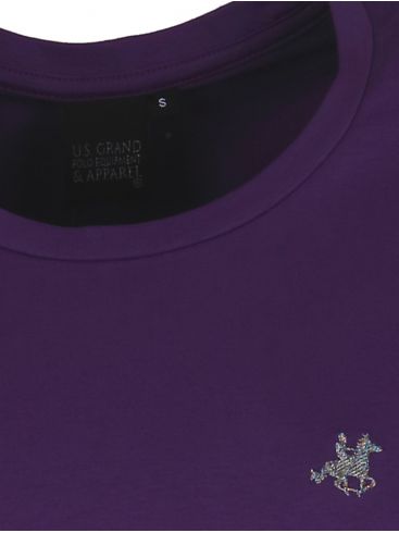 US GRAND POLO Γυναικεία μώβ κοντομάνικη μπλούζα T-shirt