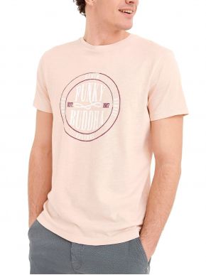 FUNKY BUDDHA Ανδρικό ρόζ  T-Shirt FBM005-364-04 DUSTY PINK