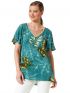 ANNA RAXEVSKY Women's short sleeve petrol printed blouse B22109