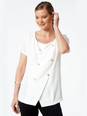 ANNA RAXEVSKY Women's off-white off-sleeve blouse B22133 ECRU