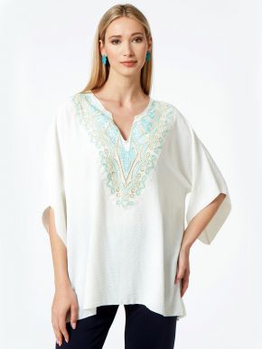 ANNA RAXEVSKY Women's off-white kaftan blouse B22116 ECRU