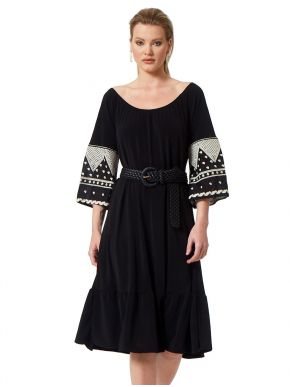 ANNA RAXEVSKY Μαύρο φόρεμα midi D22105