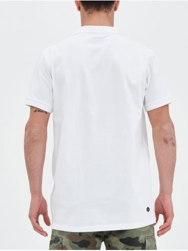 BASEHIT Mens white short sleeve pique polo shirt 221.BM35.68GD WHITE