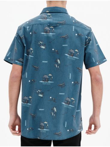 BASEHIT Ανδρικό μπλέ κοντομάνικο πουκάμισο, τσέπη 221.BM61.02 PR 286 MIDNIGHT BLUE