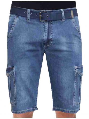 KOYOTE JEANS Men's blue cargo elastic shorts 607-159