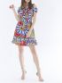 POSITANO Ιταλικό γυναικείο πολύχρωμο κοντό αμάνικο φόρεμα 31507