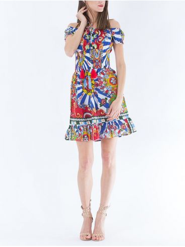POSITANO Italian women's colorful short sleeveless dress 31507