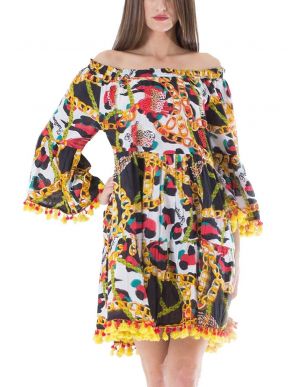 POSITANO Ιταλικό πολύχρωμο φόρεμα καφτάνι 51724
