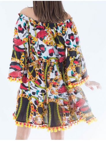 POSITANO Ιταλικό πολύχρωμο φόρεμα καφτάνι 51712