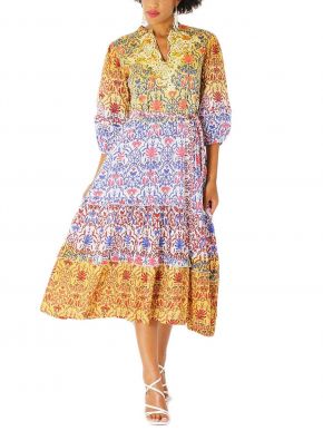 POSITANO Ιταλικό πολύχρωμο μακρύ φόρεμα, κεντήματα 11480