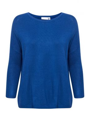 FRANSA Women's blue long-sleeved knitted blouse 20610794-193933