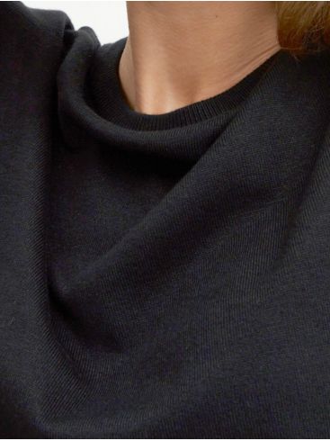 FRANSA Γυναικεία μαύρη μακρυμάνικη πλεκτό μπλουζοφόρεμα τούνικ 20610791 200113