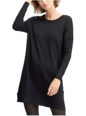 FRANSA Γυναικείο μαύρο μακρυμάνικο πλεκτό μπλουζοφόρεμα τούνικ 20610791 200113