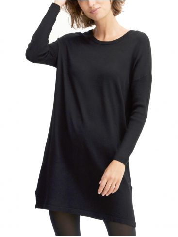 FRANSA Women's black long sleeve knitted blouse tunic 20610791 200113