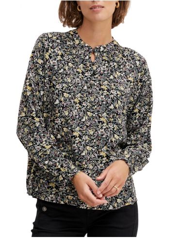 FRANSA Γυναικεία εμπριμέ μακρυμάνικη πλεκτή μπλούζα μάο 20610953 201363