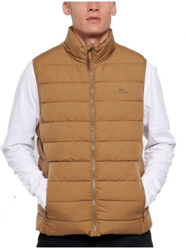 FUNKY BUDDHA Men's sleeveless jacket FBM006-004-01 CIGAR
