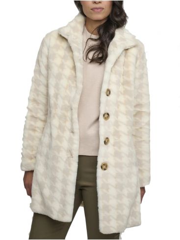 RINO PELLE Ολλανδικό γυναικείο εκρού μακρύ παλτό γούνα Nonna 7012210 Αngora
