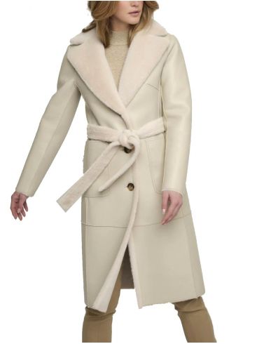RINO PELLE Ολλανδικό γυναικείο εκρού μακρύ παλτό Senza 7002210 Μoonstruck