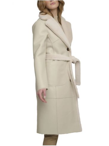 RINO PELLE Dutch women's off-white long coat Senza 7002210 Moonstruck