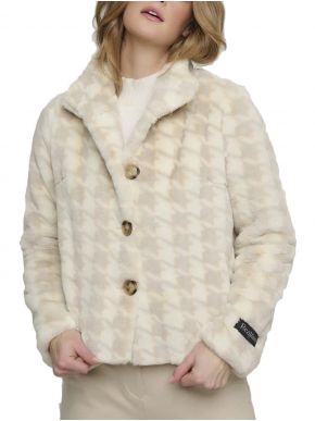 RINO PELLE Ολλανδικό γυναικείο εκρού παλτό γούνα Vie 7012210